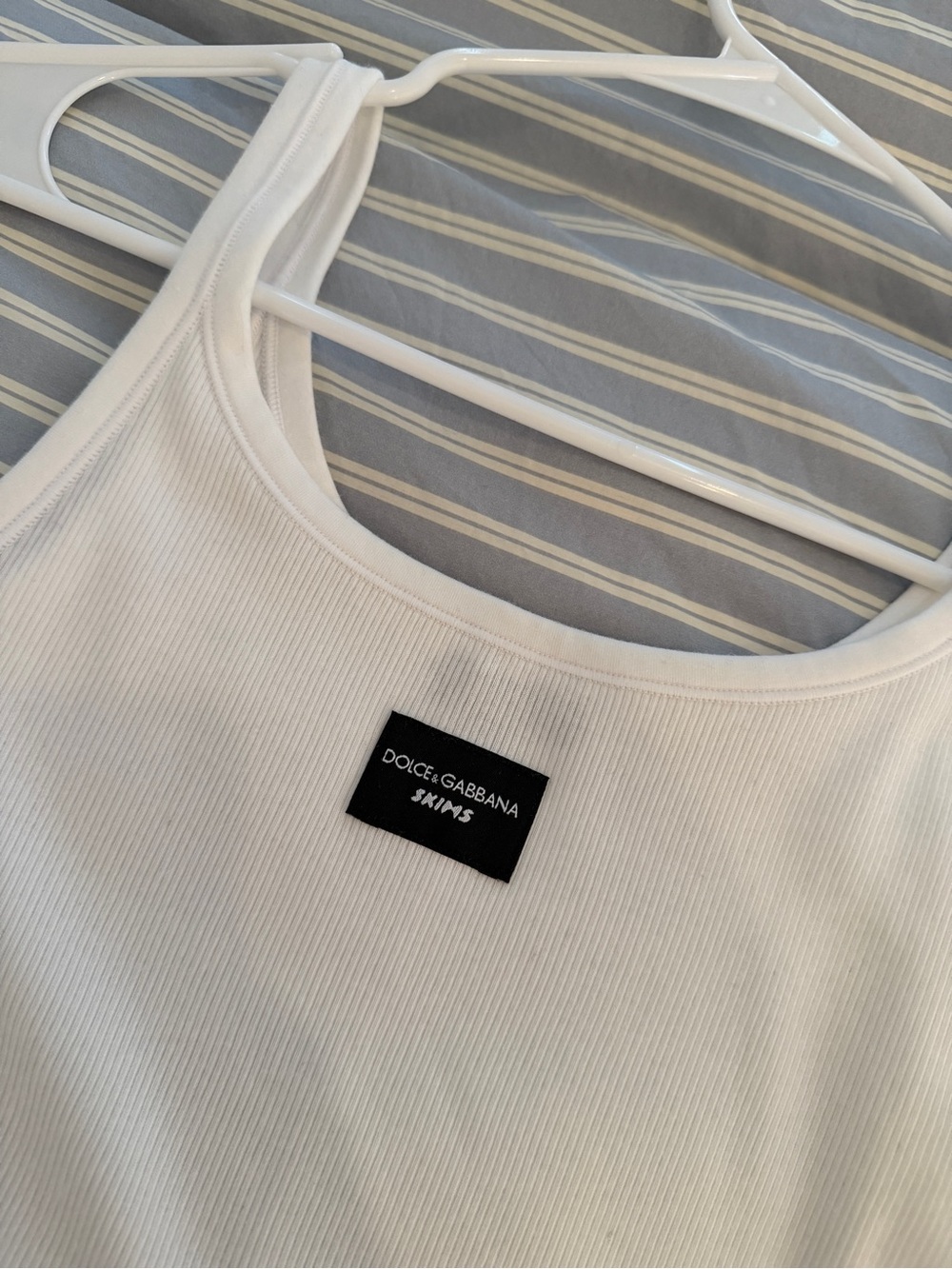 SKIMS x Dolce & Gabbana White Ribbed Tank Top